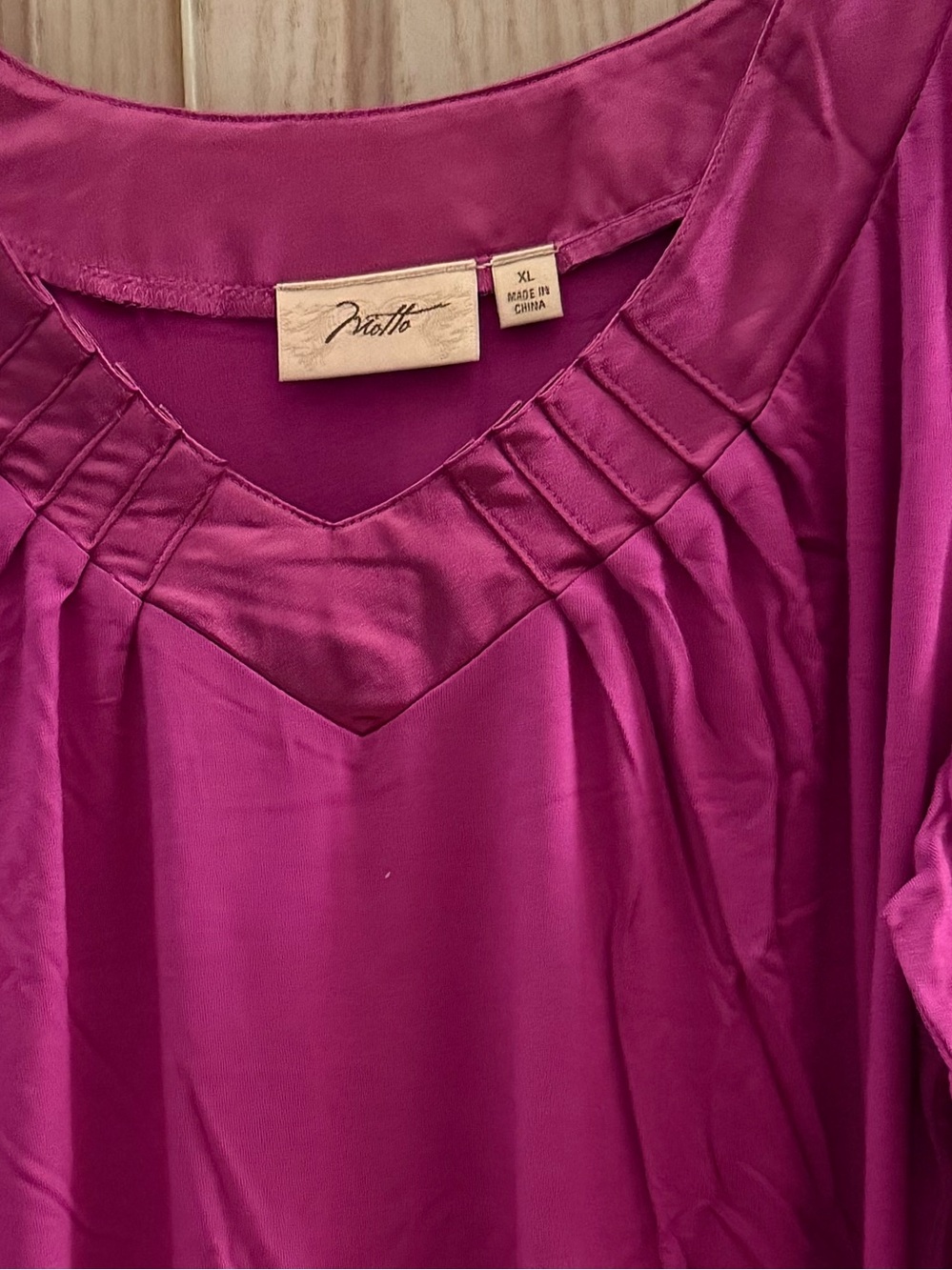 OTTO Fuchsia Pintuck V-Neck Blouse